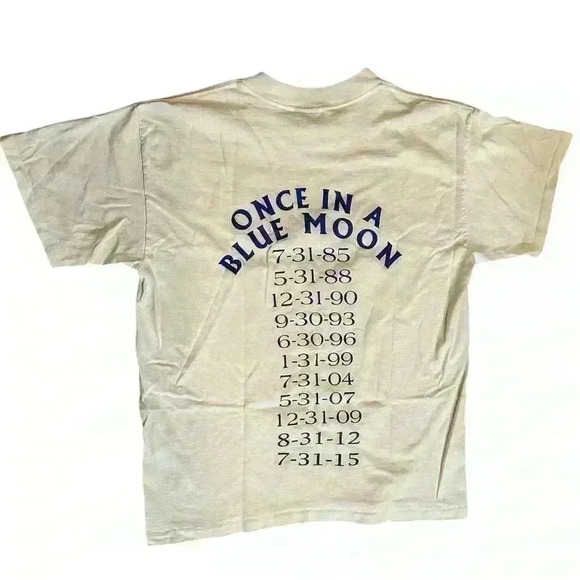 Vintage 90s Cartoon Blue Moon Listing Single Stitch Tee Size L - Picture 2 of 8